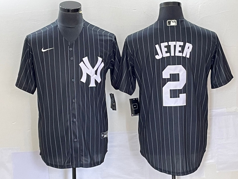 Men's New York Yankees Derek Jeter #2 Black Official Jersey